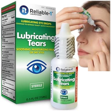 Reliable-1 Laboratories Lubricant Eye Drops (Dry Relief) Fresh Tears for Allergies, Contacts & Screen Fatigue