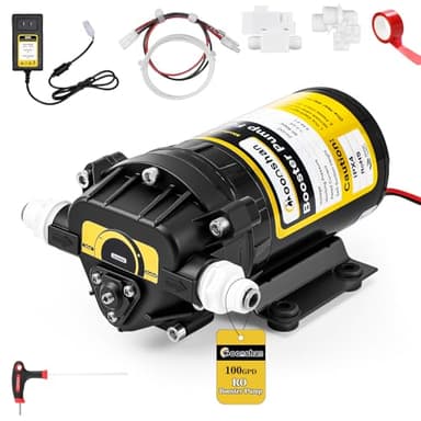 Moonshan 100GPD Booster Pump for RO System with Complete Kit Suitable for Home Reverse Osmosis Water Filter System Quick-Connection Design High Pressure Switch Pressure Adjustable (6800)