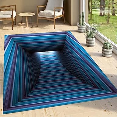 Owingus Design 3D Optical Illusion Rug, Colorful Vortex Trippy Realistic Area Rugs for Living Room Bedroom Floor Mats 3x5 4x6 5x8ft 08