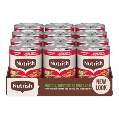 Nutrish Real Beef & Pumpkin Recipe Whole Health Blend Premium Paté Wet Dog Food, 13 oz. Can, 12 Count, Packaging May Vary (Rachael Ray)