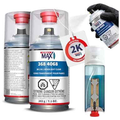 SprayMax 2K 2in1 Headlight Clear Coat | Professional Headlight Restoration Spray & UV Coating Protection | Fixes Scratches, Yellowing & Foggy Headlights | Crystal Clear & Durable Finish | 7.1 oz