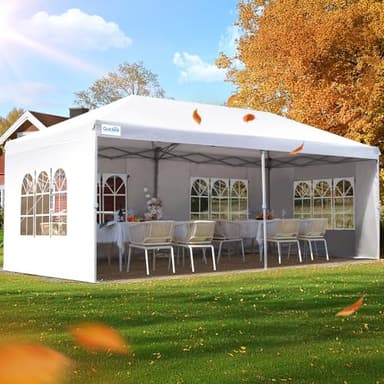 Quictent 10x20 Pop up Canopy with Sidewalls Easy up Canopy Tent Instant Shelter with Windows for Outdoor Event Party