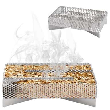 Smoker Tray 12 Hours Pellet Maze Smoker Tray, 5 x 8 Inch Stainless Steel Pellet Smoker Basket, Anti-slip Smoke Generator, Perfect for Hot and Cold Smoking Meat, Fish, Cheese