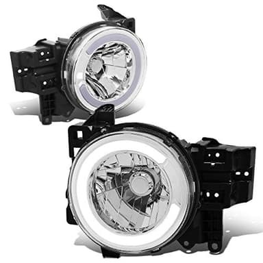 DNA MOTORING HL-LB-FJC072P-CH-CL1 Chrome Housing Headlights With C-Styling LED DRL Compatible with 07-14 FJ Cruiser