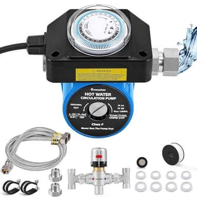 Moonshan Instant Hot Water Recirculating Pump with Stainless Steel Adjustable Bypass Valve Kit for Tank Water Heaters Circulator Pump with Upgraded Timer Water Recirculating System with Complete Kit