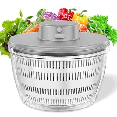 Vegetables Washer Dryer,4L Large Capacity Fruit Vegetable Strainer Spinner,USB Electric Salad Lettuce Spinner,Automatic Compact Salad Cleaner and Dryer for Home Kitchen(White)