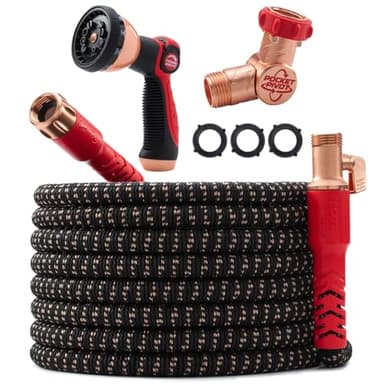Pocket Hose 100 FT Copper Head Expandable Garden Hose with Pocket Pivot, No Tangles, AS SEEN ON TV, 360° Swivel, Tri-Tex Tubing, Force Field Jacket, Lead-Free, No-Kink, Anti-Burst w/APT