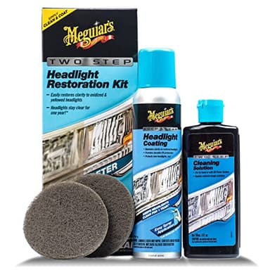 Meguiar's Two Step Car Headlight Restoration Kit, Headlight Cleaner Restores Clear Car Plastic and Protects from Re-Oxidation, Includes Coating and Cleaning Solution - 4 Count (1 Pack)