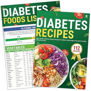 Diabetes Food List & Meal Planner for Beginners, Diabetic Cookbook for Type 1, Type 2 & Prediabetic, Diabetic Gifts for Women & Men