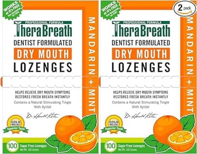 TheraBreath Dry Mouth Lozenges with Zinc, 100 Lozenges, Mandarin Mint, 100 Count (Pack of 2)