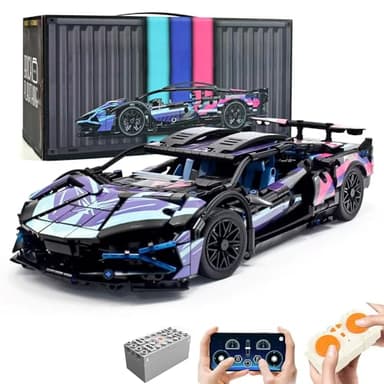 MOCBROPCS Remote Control Car Building Set, 1:14 Technical Sports Racing Car Building Kit, with Motors and Rechargeable Battery, Toys Gift for Adults & Boys Age 12+ (1314 PCS)