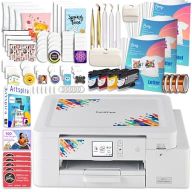 Brother SP-1 Sublimation Printer Deluxe Bundle with Full Ink Set, 460 Sublimation Transfer Sheets, 50 Blanks, Tape and More