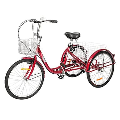 PEXMOR Adult Tricycle 7 Speed, 24/26 Inch 3 Wheel Bikes Tricycle for Adults, Adult Trike for Women/Men/Seniors, Three Wheel Cruiser Bike w/Folding Front & Rear Basket for Shopping/Recreation/Picnic