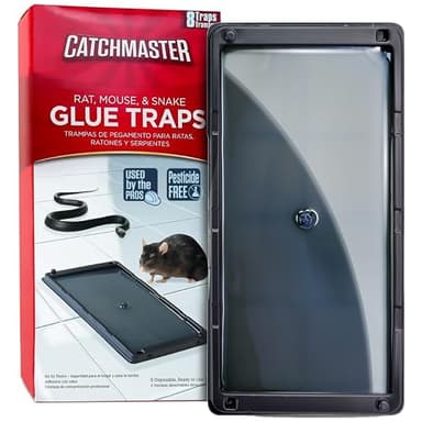 Catchmaster Rat, Snake and Mouse Traps 8Pk, Large Bulk Glue Rat Traps for Home, Adhesive Plastic Tray for Inside House, Snake, Mice, & Spider Catcher, Pet Safe Pest Control