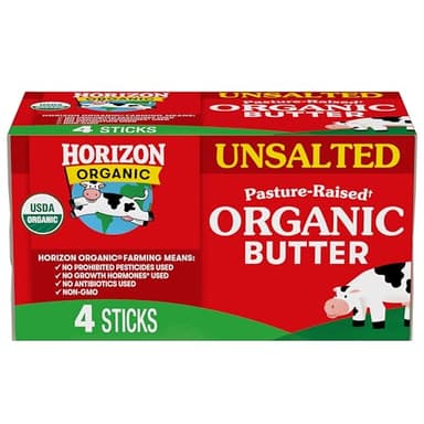 Horizon Organic Unsalted Butter Sticks, Made with Organic Sweet Cream, Great for Baking, Cooking and Caramelizing, 16 oz, 4 Sticks​