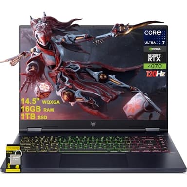 acer Predator Helios Neo 14 Gaming AI PC Laptop 14.5" WQXGA (2560x1600) 120Hz (100% sRGB, G-SYNC) Intel 16-core Ultra 7 155H 16GB RAM 1TB SSD GeForce RTX 4070 RGB Backlit Win11 ICP Hub