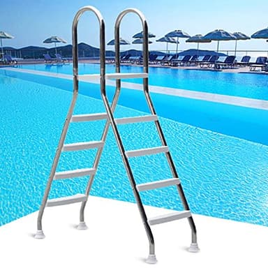 52" Durable 304 Stainless Steel Above Ground Swimming Pool Ladder with No-Slip Steps,Arm Rails and Barrier,4 Steps Ladder,Max Load Capacity 500 lb