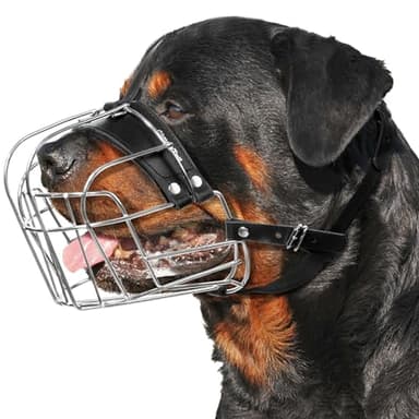 CleverTail XL Metal Dog Muzzle for Large Sized Dogs – Heavy Duty Rottweiler Muzzle – Basket Extra Large Dog Muzzles for Barking and Biting Cane Corso, Mastiff, Labrador, Bulldog and Other Big Breeds