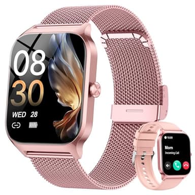 Smart Watch, 1.85’’ Smart Watches Women Men Make/Answer Call, Heart Rate/Blood Pressure/Sleep Monitor, 110+Sports Modes, Voice Control, Waterproof Fitness Watch Compatible for Android & iPhone