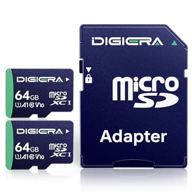 DIGIERA 64GB CT100 microSDXC UHS-I Memory Card with Adapter - up to 100MB/s, C10, U1, V10, Full HD, A1, Micro SD Card for Smartphones, Tablets, Cameras, Gaming Consoles, and Drones (2 Pack)