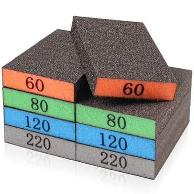 YNZDRWA 8 Pack Sanding Sponge, Washable and Reusable Sanding Blocks for Drywall Wood Metal Furniture, 60/80/120/220 Grit Sandpaper Block Assortment