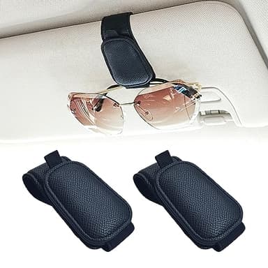 Yuoyar 2 Packs Magnetic Sunglass Holder for Car Visor - Universal Sunglasses Clip for Different Size Eyeglasses - Convenient Interior Car Accessories (Black)