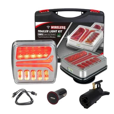 NeaLia Magnetic Wireless Trailer Lights, Rechargeable LED Trailer Light for Towing Truck, Waterproof Tail Tow Lights Kit for RV Camper Boat Caravan, Portable Turn Signal Brake Running Stop Amber