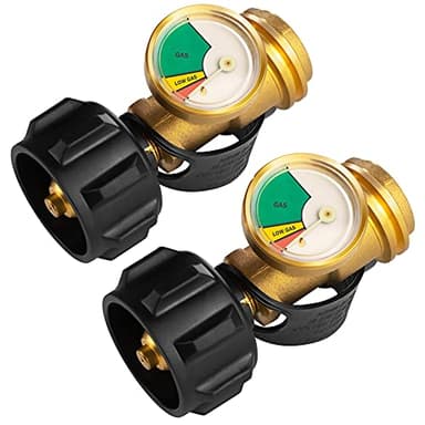 DOZYANT Propane Tank Gauge Level Indicator Leak Detector for 5lb-40lb Propane Tanks, Universal for BBQ Gas Grill, Cylinder, RV Camper, and More Appliances, Type 1 Connection, 2 Pack