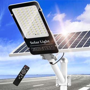 OKPRO 10000W Solar Street Lights Outdoor - Super Bright LED Beads Solar Lights Outdoor Waterproof IP66, Heavy Duty Parking Lot Light Commercial Dusk to Dawn with Remote Control for Outside Driveway