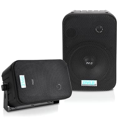 Pyle 2 Way Speaker System Pair - 500W Peak Power 6.5 Inch Passive Weatherproof Wall / Ceiling Mounted - Heavy Duty Universal Mount - Use for Pool, Patio, Indoor, Outdoor (Black)