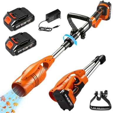 Lightweight Air Broom Leaf Blower Cordless 21V Powerful Electric Leaf Blower with 2 Batteries and Charger Controlled Airflow for Easy Debris Removal at Lawn Care,Clearing Leaves, Lawn, Snow House
