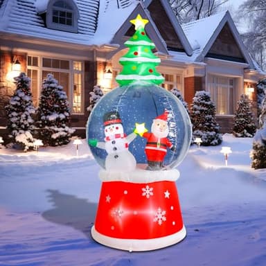 WONDER GARDEN 7.68 FT Christmas Inflatable Outdoor Decorations Christmas Santa & Snowman Snow Globe Blow Up Yard Decorations with LED Lights for Xmas Holiday Party Garden Patio Lawn Decor