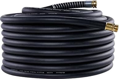 Guitrees Garden Hose 100FT x 3/4”, Heavy Duty Rubber Hose, Water Hose with Five-Layered Braiding, Male Female Fittings, 1000PSI Burst, 300PSI Working (Black)