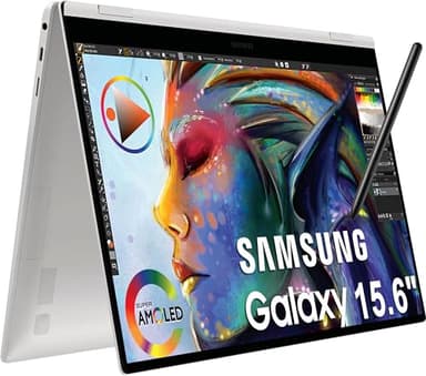 Samsung Galaxy Book Pro 360 2-in-1 Laptop w/ S Pen (15.6" FHD AMOLED Touchscreen, Intel 12-Core i7-1260P, 16GB RAM, 1TB SSD) for Professionals, Fingerprint, Backlit, Wi-Fi 6E, Win 11 Pro, NP950QED
