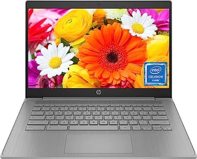 HP 14" HD Chromebook Laptop for Students, Intel Quad-Core N4120(> N4020), 4GB RAM, 64GB eMMC, WiFi, Webcam, HDMI, USB-A&C, 14 Hours Battery life, ZOOM, Chrome OS, CUE Accessories