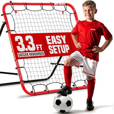 Soccer Rebound Net Rebounder 3.3X3.3FT | Skill Training Gifts, Aids & Equipment for Kids Teens & All Ages - Kick-Back/Portable, 6 Adjustable Angles