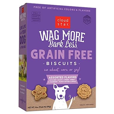 Cloud Star Wag More Bark Less Crunchy Grain Free Dog Treats, Assorted Flavors, 14 oz. Box