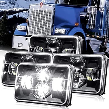 BLIAUTO DOT Approved 4x6 LED Headlights 4PCS 65W Hi/Low Sealed Beam H6545 Rectangular Projector Headlamp Replace H4651 H4652 H4656 H4666 for Kenworth T600 T800 W900 Peterbilt 378 379 Truck