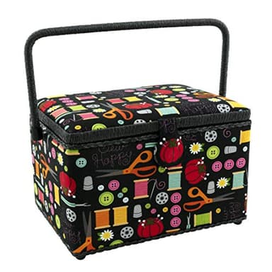 Dritz Large Sewing Basket, Black Sewing Notions