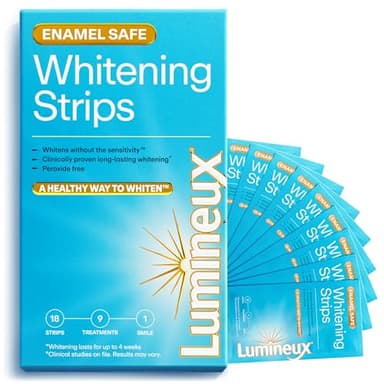 Lumineux Teeth Whitening Strips 9 Treatments – Peroxide Free - Enamel Safe for Whiter Teeth - Whitening Without The Sensitivity - Dentist Formulated - Sensitivity Free