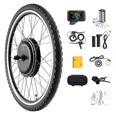 VEVOR 1000W Electric Bike Conversion Kit, 48V 420rpm 26" Front Wheel E-Bike Hub Motor Kit with Upgraded Speed Controller, Throttle Grip Kit, LCD Display, and PAS System for Road Bike
