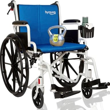 Wheelchairs for Adults, Lightweight Wheelchair Foldable 20'' Manual Transport Chair with Swing-Away Footrests & Flip-Back Arms bariatric Wheelchair (Supports 400 lbs) Detachable Cushion & Dual Brakes