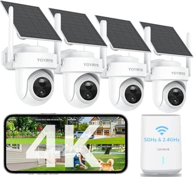 4K Security Cameras Wireless Outdoor, No Subscription, Works in -14°F Cold [2026 NEW] Solar-Powered Home Security Camera System with 360° Auto Tracking, Color Night Vision, 5G & 2.4G WiFi, Easy Setup
