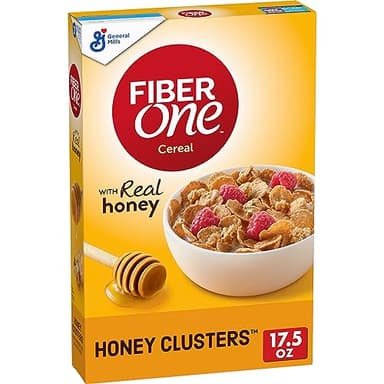 Fiber One Honey Clusters Breakfast Cereal, Fiber Cereal Made with Whole Grain, 17.5 oz