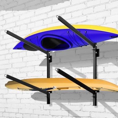 2 Levels Kayak Storage Rack, Heavy Duty Freestanding Sup Storage Stand for Outdoor Use, Storage Rack for Kayaks, SUPs, Canoe and Paddleboard,…