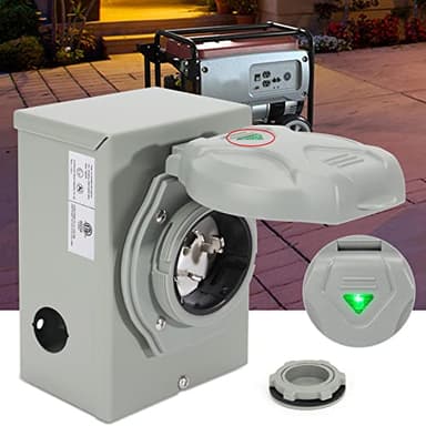 Afurkuot 50 Amp Generator Power Inlet Box with Pre-Drilled Holes, 50A Power Box Home Generator Transfer Switch Kit for 3 Prong Adapter Cord, 125/250V 50 Amp Inlet Plug, ETL Listed