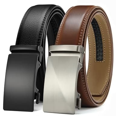 CHAOREN Leather Ratchet Belt Men 2 Pack - Customizable Fit, Effortless Style (35mm)