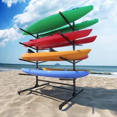 VIYET Heavy-Duty Kayak Storage Rack for Garage & Outdoor, Adjustable Kayak Racks for Kayak, Canoe, Surfboard & Paddleboard,Durable Outdoor Kayak Storage Rack（Black）