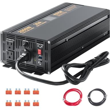 VEVOR 2000W Sump Pump Battery Backup with LCD, Automatically Shifts to Inverter Power Ensuring Uninterrupted Operation, Essential for Emergencies & Power Failures