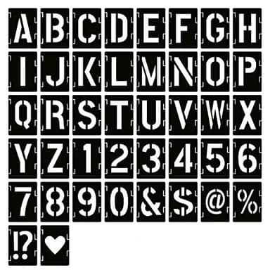 YEAJON 6 Inch Letter Stencils Symbol Numbers Craft Stencils, 42 Pcs Reusable Alphabet Templates Interlocking Stencil Kit for Painting on Wood, Wall, Fabric, Rock, Chalkboard, Sign, DIY Art Projects